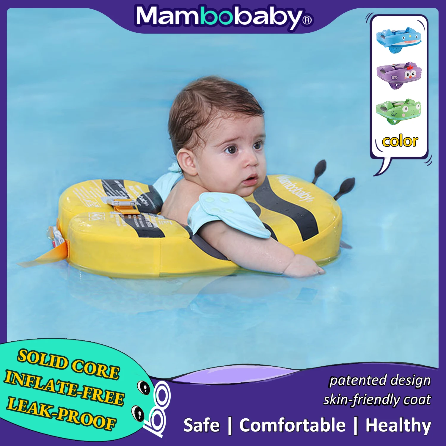 Baby Float mit Schritt riemen & inflation freien Solid Core Mambo baby Kid Schwimm ring haben Sonnenschutz 0-7 Jahre alte Schwimmbad röhre