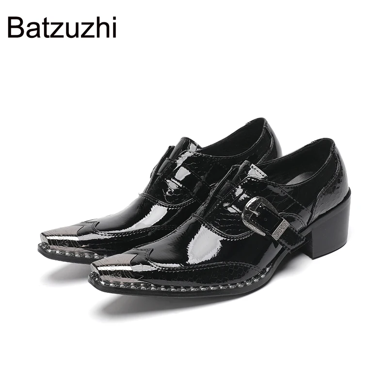 

Batzuzhi 6.5cm Heels Men's Leather Dress Shoes Pointed Toe Black Formal Business, Party Oxfords Shoes for Man, Big Sizes US6-12
