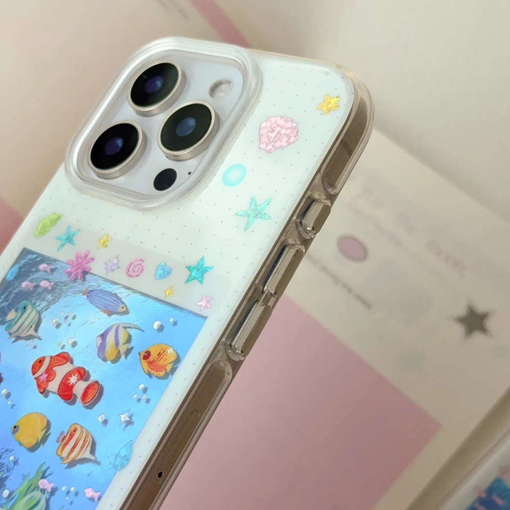 Niedliche koreanische blaue Ozean-rote Karpfenfisch-Handyhülle für iPhone 14 15 16 17 Pro Max 13 15pro, weiche, stoßfeste Abdeckung für iPhone 16 Hülle – Detail 16