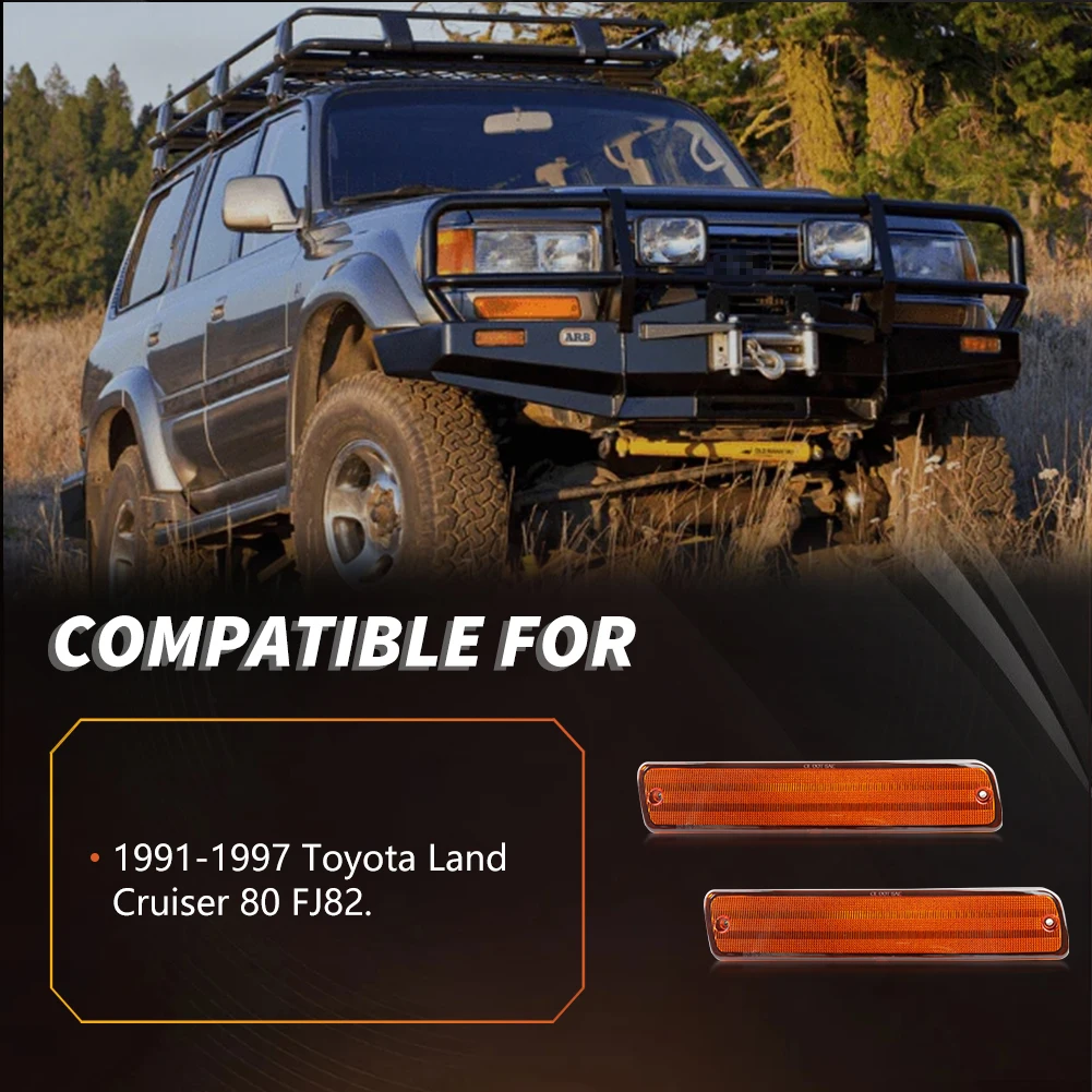 2Pcs Front Bumper Daytime Running Light Turn Signal Light Parking Light For 1991-1997 Toyota Land Cruiser 80 FJ82 Lexus LX450