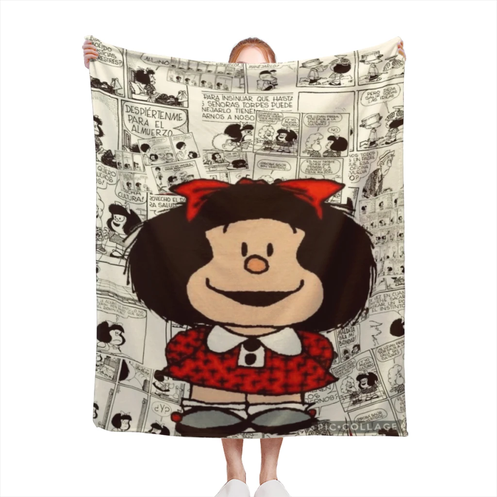 Mafalda Blanket Flange Textile Decor Portable Super Soft Throw Blankets for Home Office Plush Thin Quilt