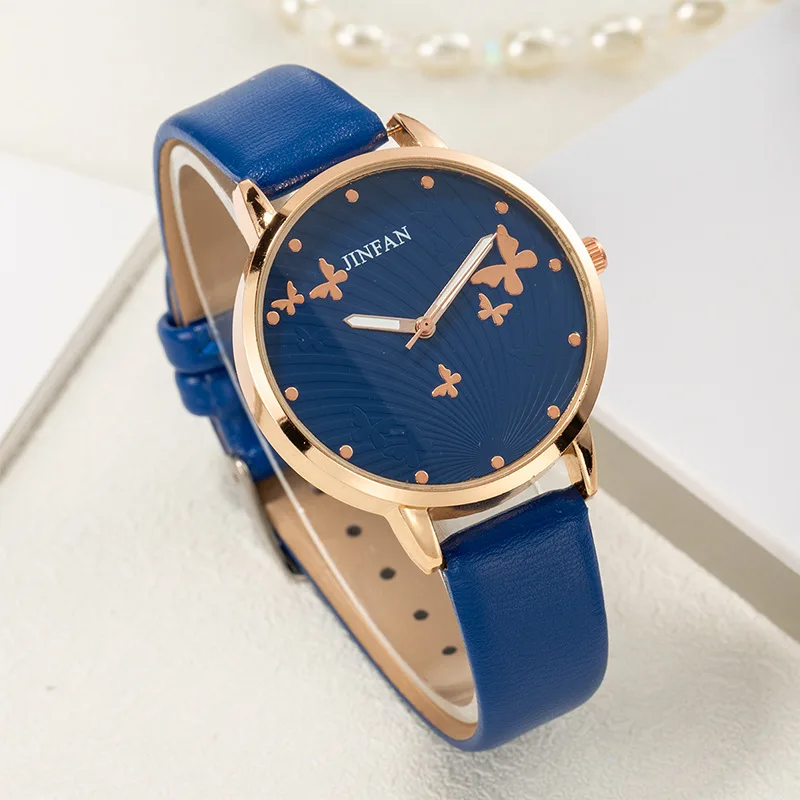 Elegant Simple Butterfly Design Dial Design Ladies Watches Women Fashion Luxury Dress Watch Casual Woman Quartz Leather Clock