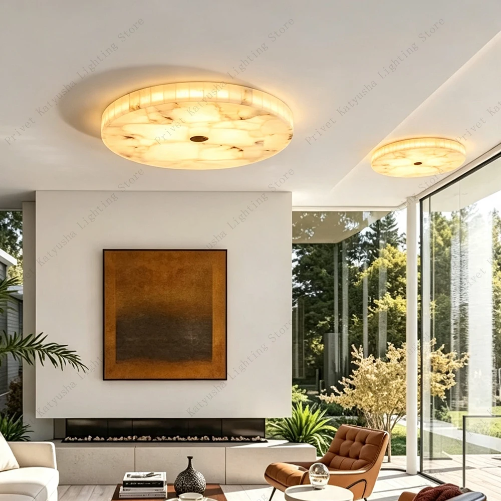 Splice Marble Ceiling Light Thin Home Decor Ceiling Lamp White Alabaster Indoor Light Fixture for Living Room Bedroom