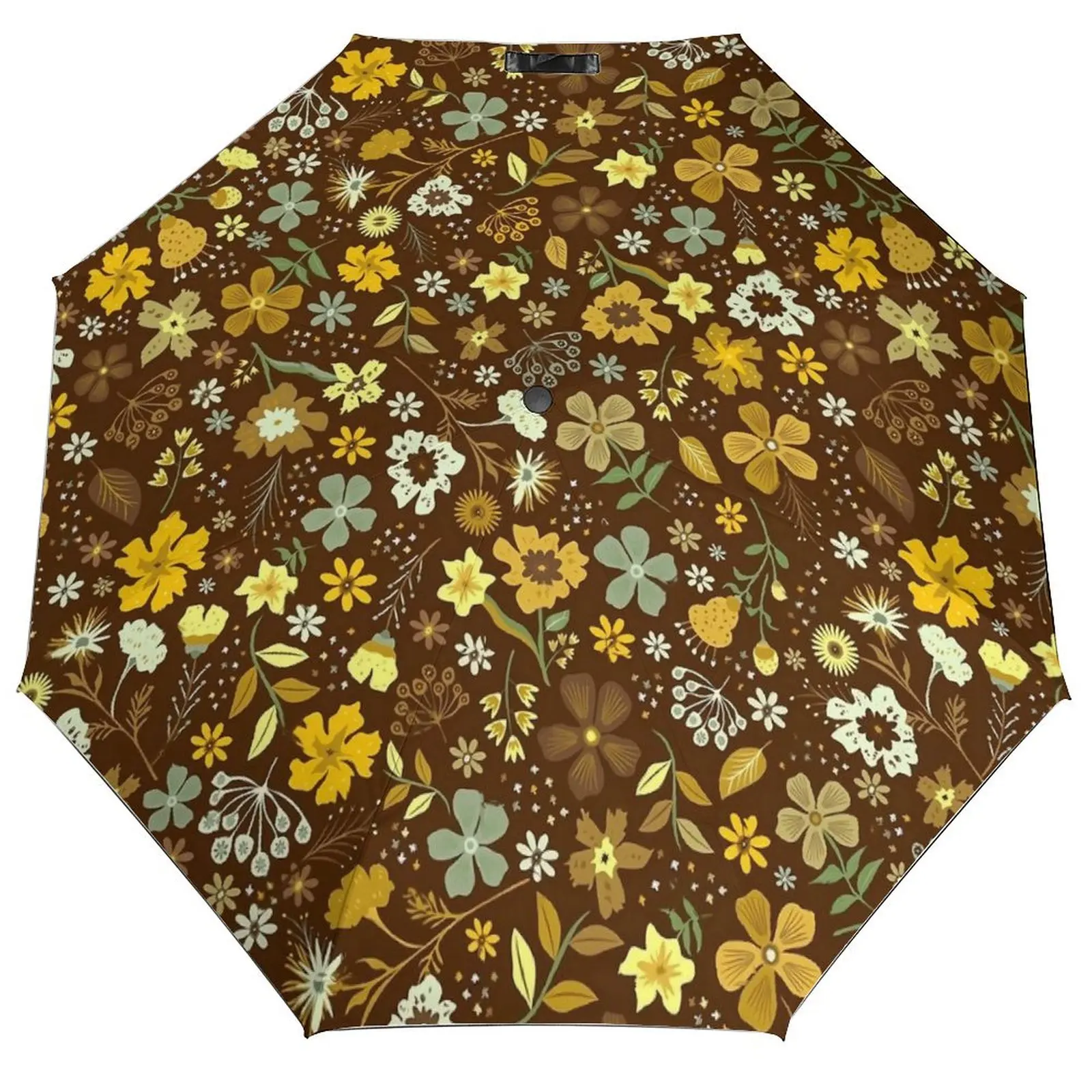 Autumn Boho Floral Umbrella Flowers Print Colorful Waterproof Umbrella Automatic Design Lightweight Trekking Umbrella