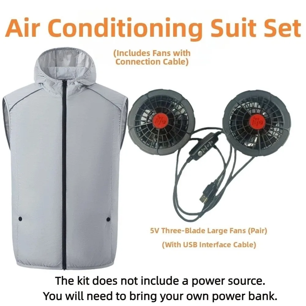 

5V USB Electric Fan Vest Nylon Adjustable Speed Air-conditioned Clothes Sturdy High Temperature Work Cooling Vest Hiking Fishing