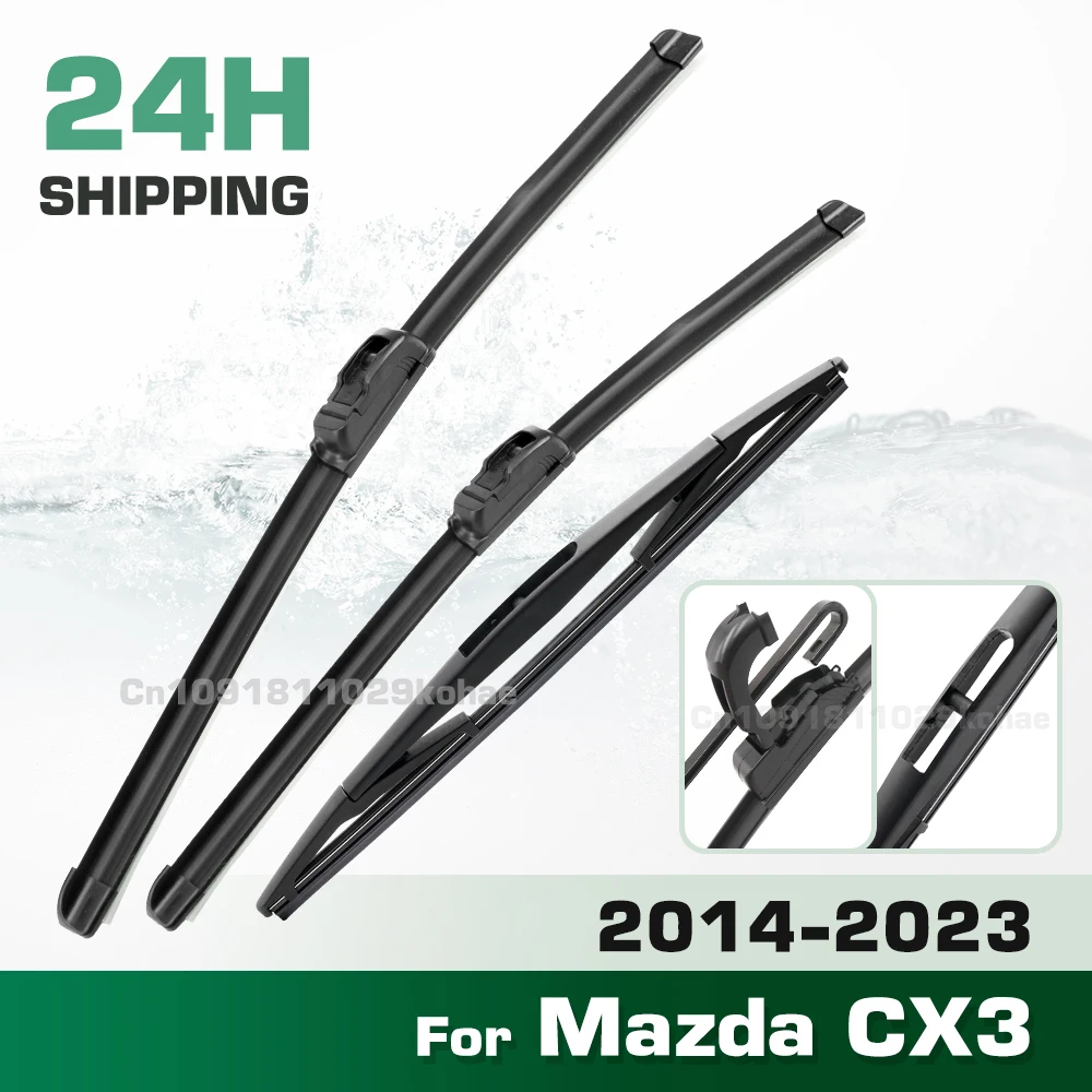 GREATROAD Wiper LHD&RHD Front & Rear Wiper Blades Set For Mazda CX-3 CX3 2014 - 2023 Windshield Windscreen Window Brushes