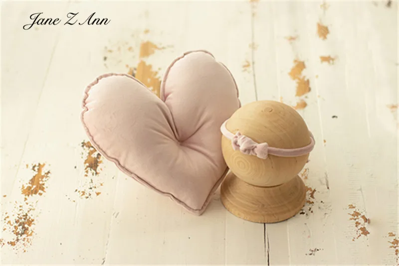 Colorful love velvet  pillow +bowheadband set baby heart shape shooting newborn photography prop