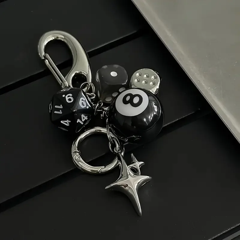 Star Dice Black Eight Ball Pendant Bag Pendant Handmade Diy Pendant Ornaments Suitable for Car Keychain Decorations Cool Style