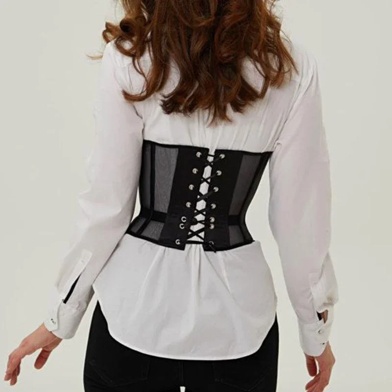 Ladies Transparent Mesh Corset Women Underbust Waist Training Bustier With Zipper Sexy Shaper Night Club Sweet Cropped Top view 5