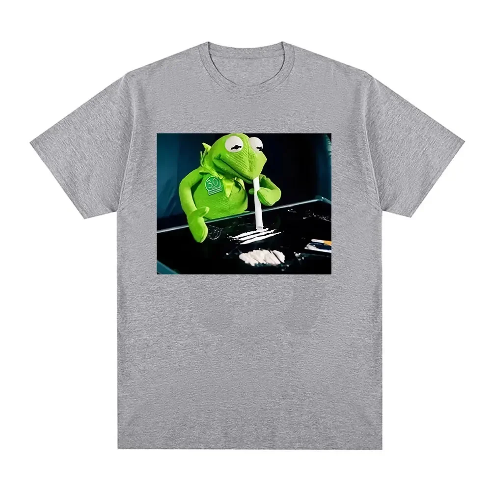 Frog Muppet Drug Hipster T-shirt Funny Narcos Gift Retro Meme T-shirt Comfortable Short Sleeve T-shirt Harajuku Street Clothing