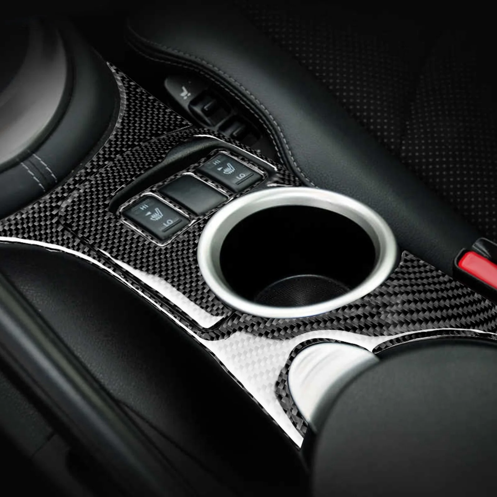 カーボンファイバーカーセンターコンソールウォーターカップホルダー装飾カバートリムステッカーアクセサリー日産 370Z Z34 2009-2020