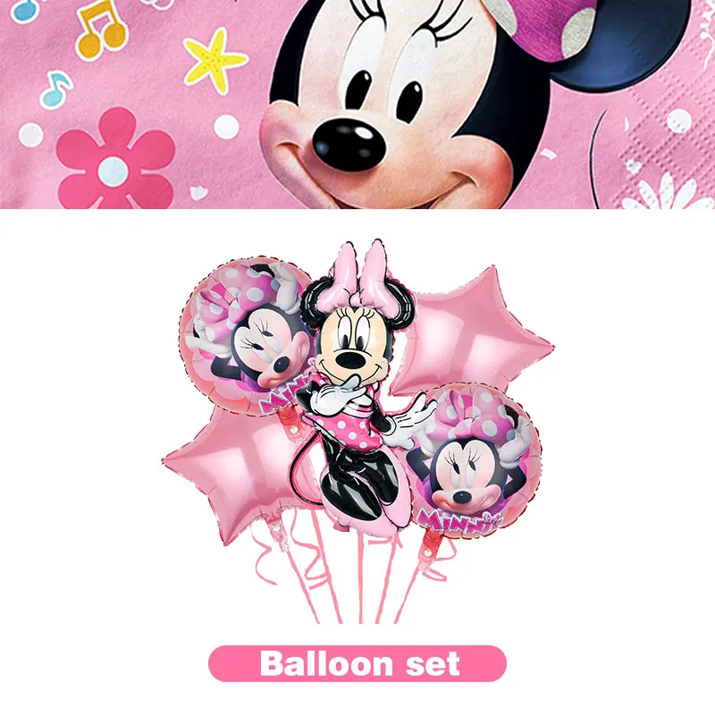 Minnie Verjaardagsfeestje Bord Beker Servies Tafelkleed Roze Thema Verjaardagsbenodigdheden voor kinderen Ballon Blaaspet Taarttopper