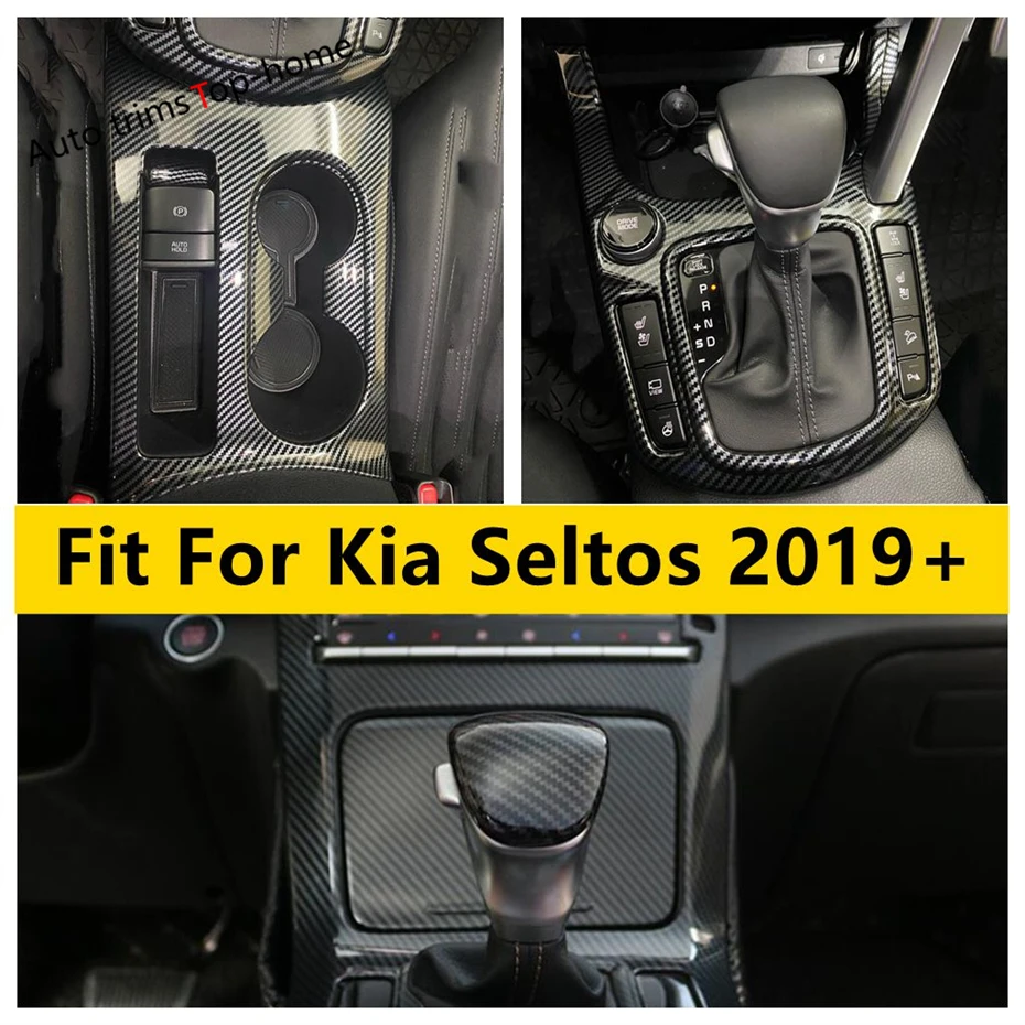 

Central Control Shift Gear Panel Frame Water Cup Holder Decoration Frame Cover Trim Car Accessories For Kia Seltos 2019 - 2022