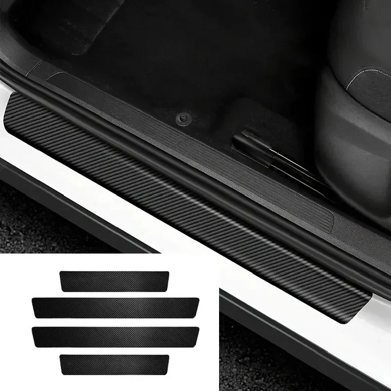 

Набор из 4/5 шт. защитных накладок на пороги из углеродного волокна, универсальные, противоскользящие и противоударные, декоративные наклейки для дверей