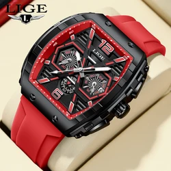 LIGE Luxury Waterproof Quartz Wristwatch Raise Wrist Luminous Men Watch Date Sports Silicone Clock Man Watches Relogio Masculino