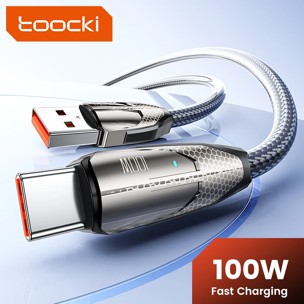 Toocki Zin Alloy USB Type C Cable 100W 6A Fast Charging for Huawei Mate50 P50 Honor Xiaomi Samsung USB C Charger Cord Data Wire