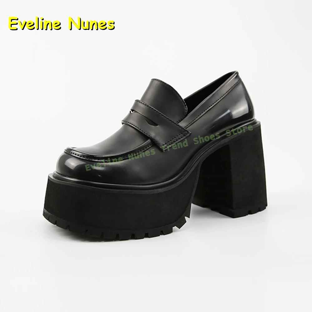 

Black Platform Shallow Mary Janes Chunky Heels Solid Slip On Sweet Jk Cosplay Lolita Women Pantshoes Spicy Girl Dress Shoes 2025