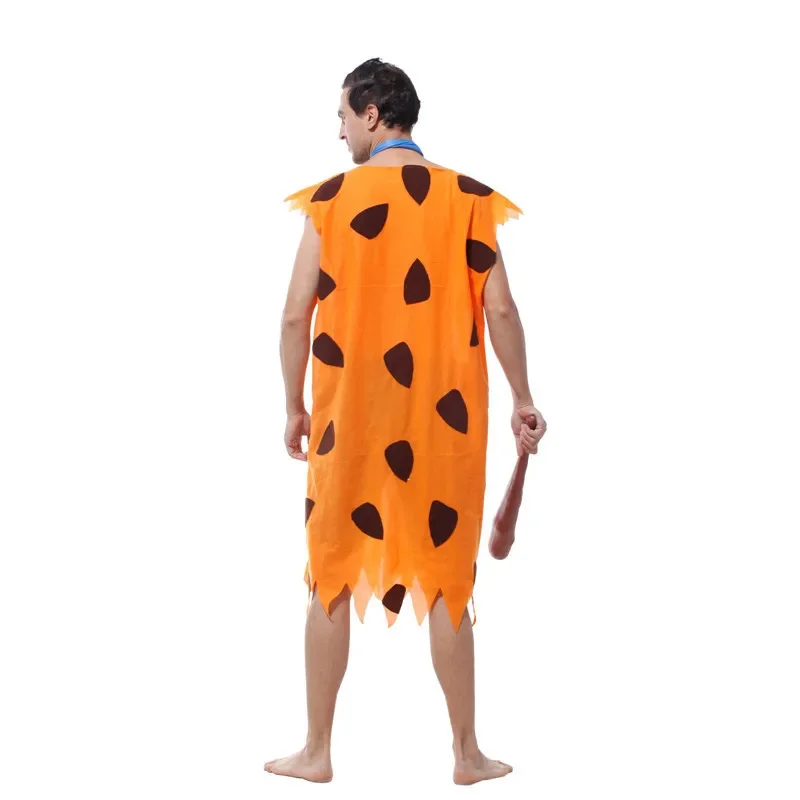 Fred Cosplay Anime Flintstones Costumes Adult Kid Primitive Savages Costume Orange Colthing Carnival Party Halloween