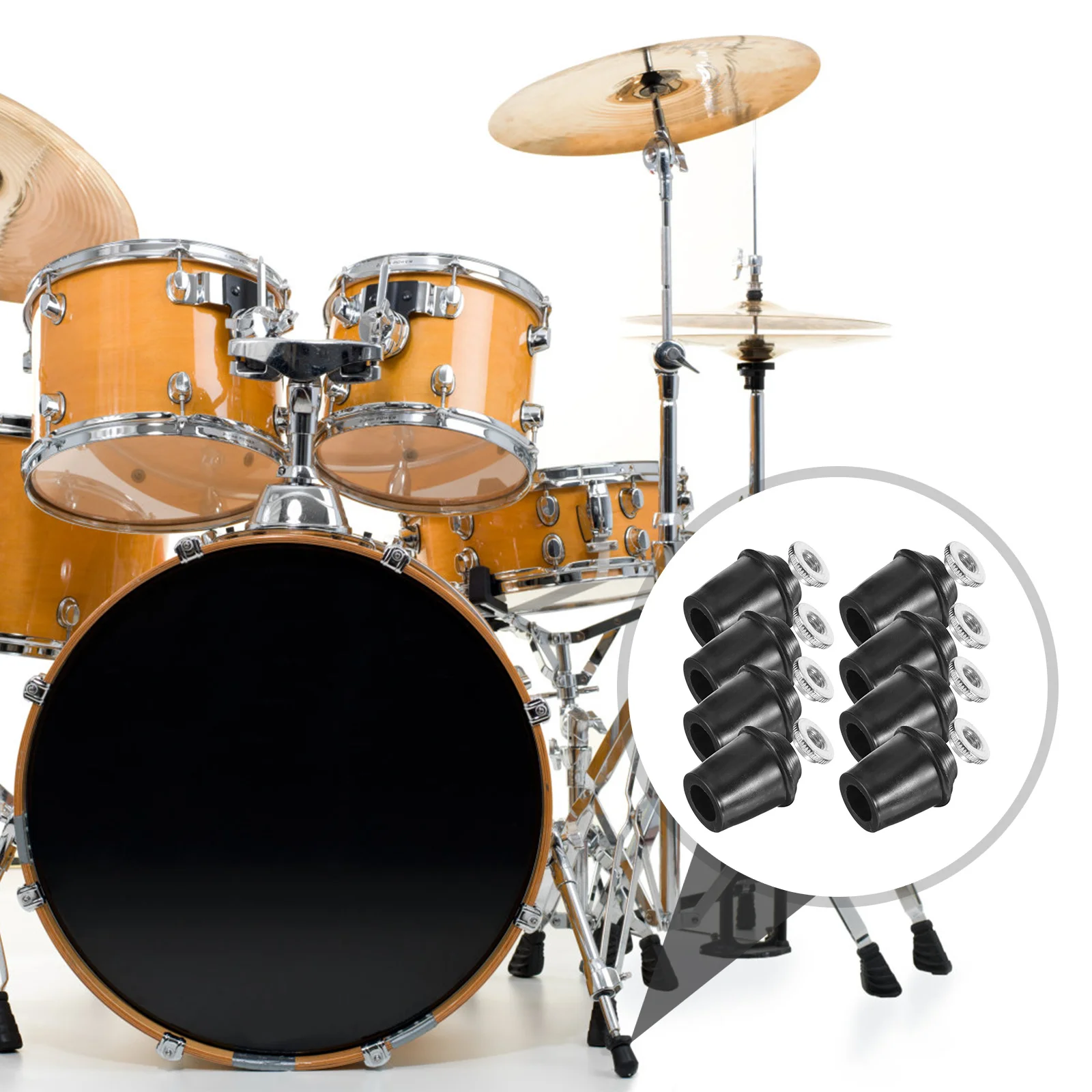 

8Sets Bass Drum Sleeves Durable Rubber Feet Cushions Lightweight Portable Drum Kit Replacement Rubber Sleeves Non-Slip Sleeve
