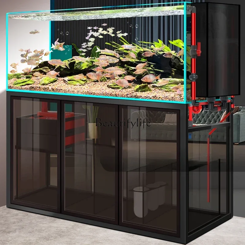 

LD33Stream Cylinder Living Room Small Household Fish Tank Ecological Landscape Aquarium Change Water Bottom Filter Aquarium