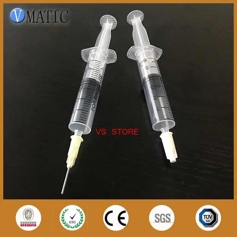 High Quality Non Sterilized 2 Sets 6ml/6cc Dispensing Plastic Liquid Dispenser Manual Syringe With White Stopper