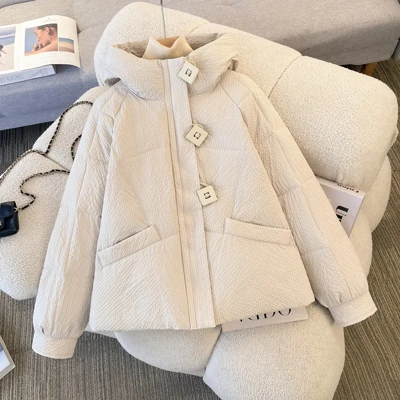 

Women Winter Coat Jacket Warm Down Cotton Parkas 2025 Korean New Female Loose Hooded Down Coat Women's Parkas