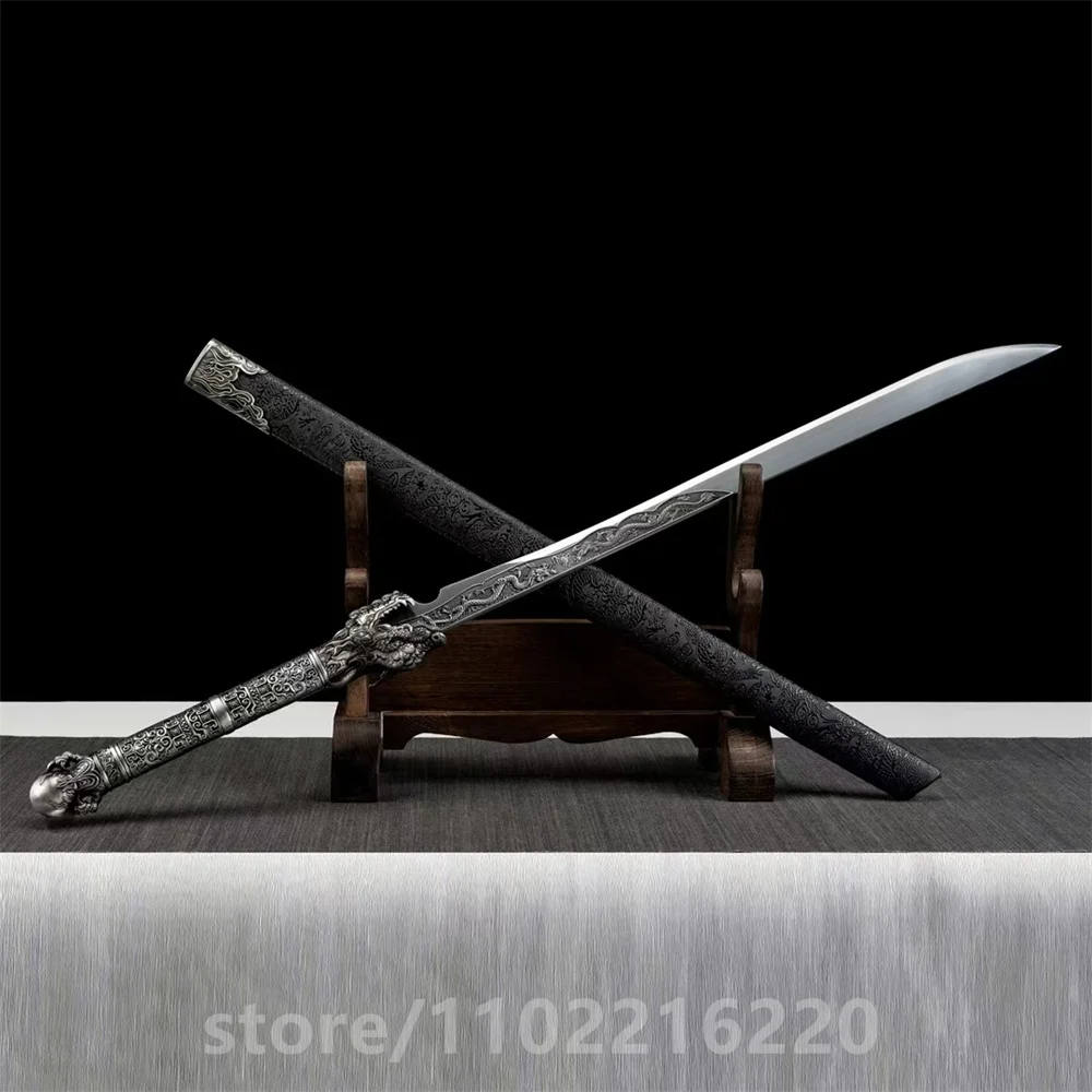 Very Cool Battle Sword Forged Handmade High Manganese Steel Blade MartialArt Dragon Sword Full Tang Leather Wrap Hardwood Sheath