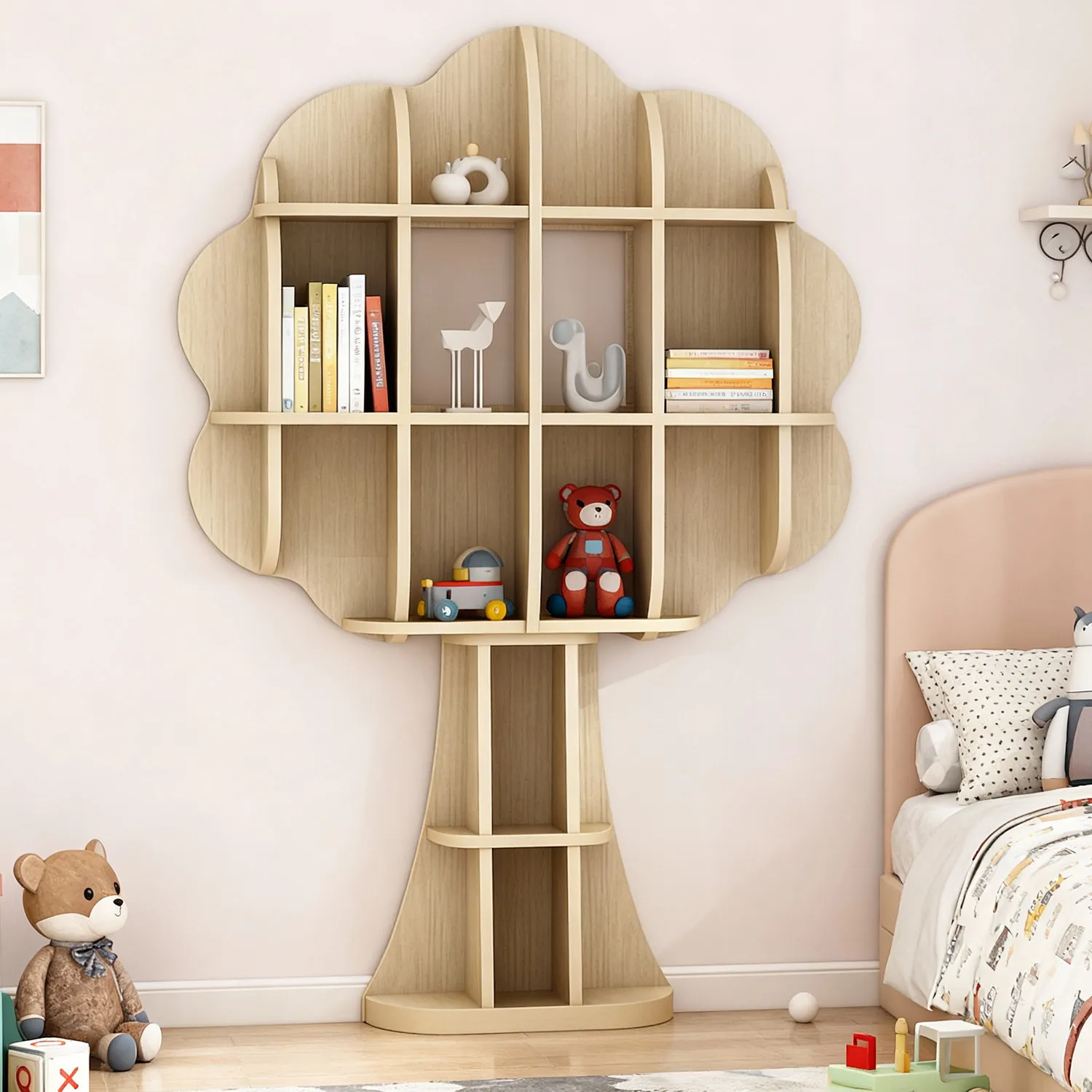 Creative Apple Tree Bookshelf Children's Picture Books Toy Storage Rack Wall Decoration Theme Background Display