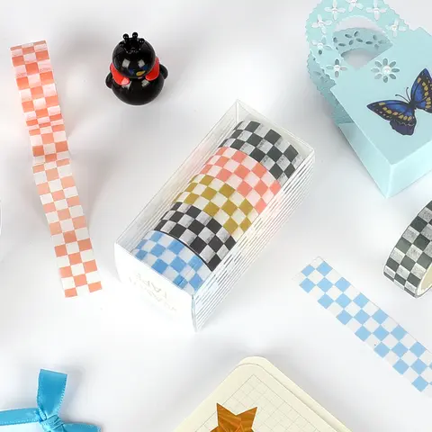 Grid Washi Tape 15mm Wide Decorative Colored Checkerboard Masking Tapes For Scrapbooking Diy Decor And Crafts Gift Wrapping
