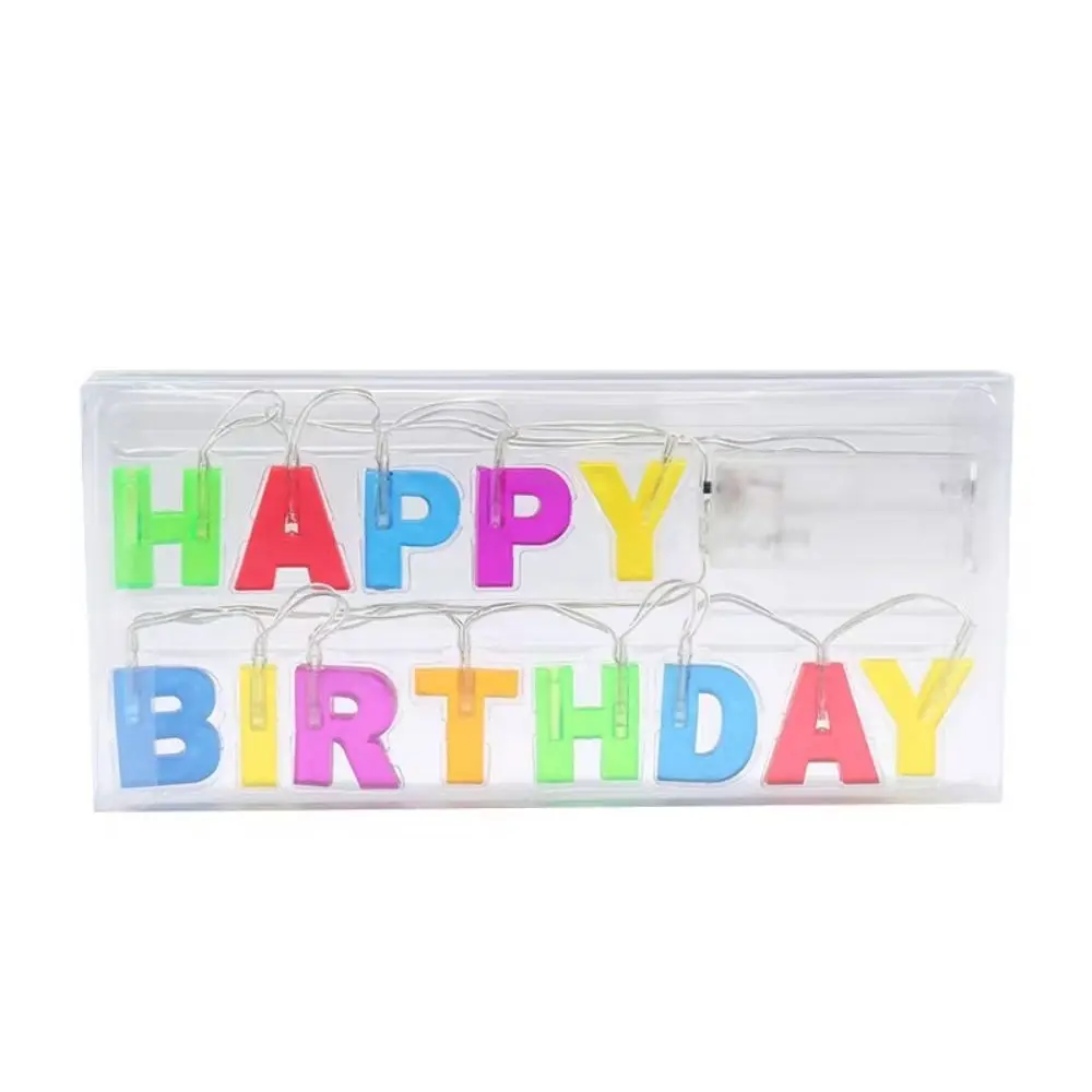 

Colorful Happy Birthday Light String Romantic Warm Props Color LED Letter Lamp Durable Beautiful