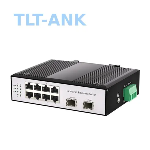 Industrial Gigabit ERPS Ring Switch 2 SFP + 8 RJ45 DIN Rail Mount Ethernet Switch Auto-Healing Network for Harsh Environments