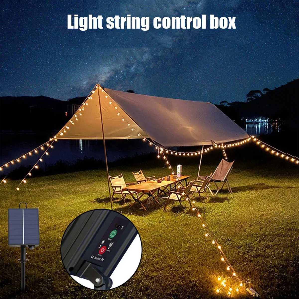 1200mAh Solar Panel Control Box Kits Lithium Battery Panel for 3.7V 24V LED String Strip Lamp DC Charging