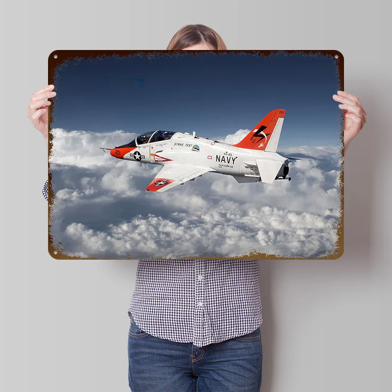 US Navy T45 Goshawk Trainer Aircraft Poster Customized Vintage Metal Signs Wall Art Retro Tin Plaque for Decoration Aesthetic