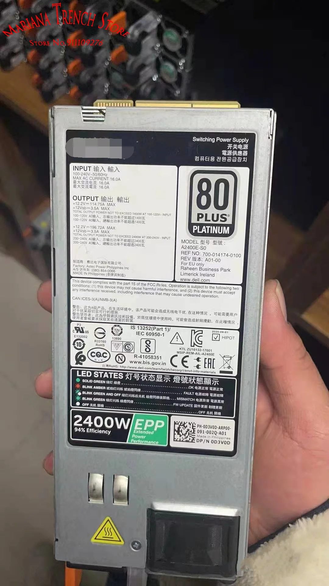 A2400E-S0 für DELL Rack-Server EPP 2400W Schaltnetzteil