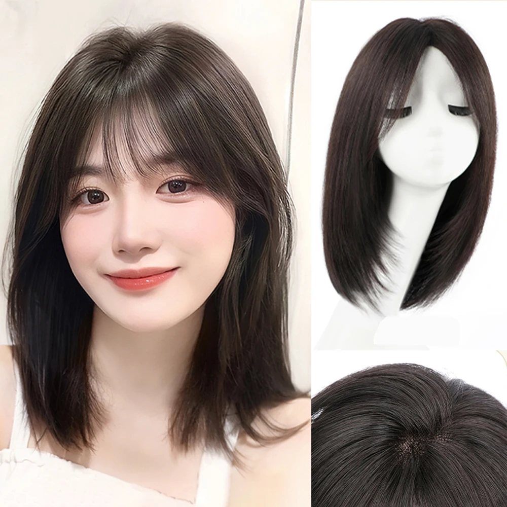 Perruque Lace Front Wig naturelle lisse Remy, cheveux humains, longue, avec couches, document naturel, pour femmes