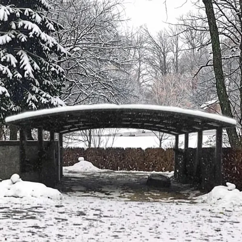 تخصيص عالية الجودة في الهواء الطلق سبائك الألومنيوم PC Carport دائم المعادن البناء المرآب الإطار قسط الستائر مواقف السيارات