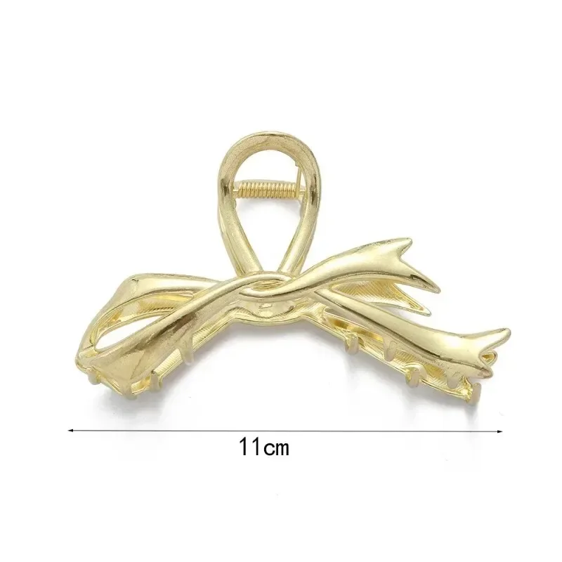 1/2Pcs Geometric Metal Bow Hair Claws for Women Gold Silver Black Bowknot Hair Clip Thick Thin Head Hair Accessories Crab Clamp