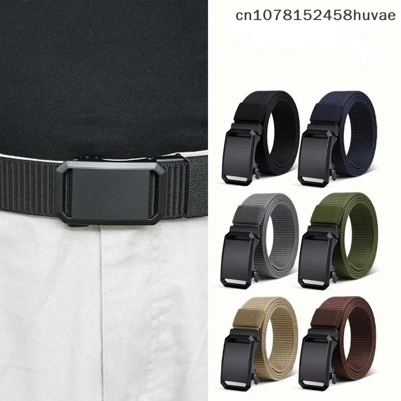 {MAX-66} Mens Nylon Belt With Adjustable Automatic Buckle Breathable Weave For Work Hiking Camping Outdoor Activities