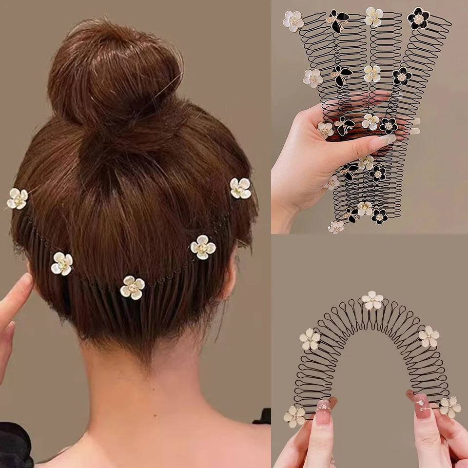 2/3Pcs Women Camellia Hair Comb Invisible Bangs Hair Clip Tidy Artifact Hairpin Sweet Styling Headwear Girls Hair Accessories