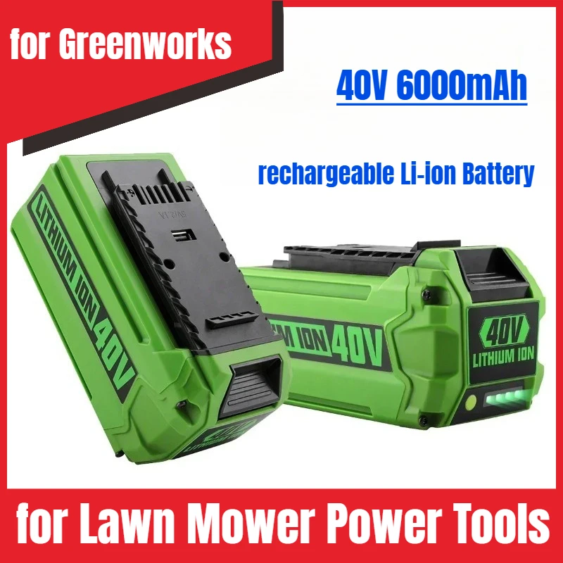 

40V 6Ah rechargeable Li-ion Battery for Greenworks Replacement Battery for Lawn Mower Power Tools