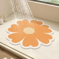 Round Shower Mat Flower Bath Mat for Inside Shower PVC Loofah Bathroom Floor Mat Non-Slip Bathmat Anti Mould Shower Mat