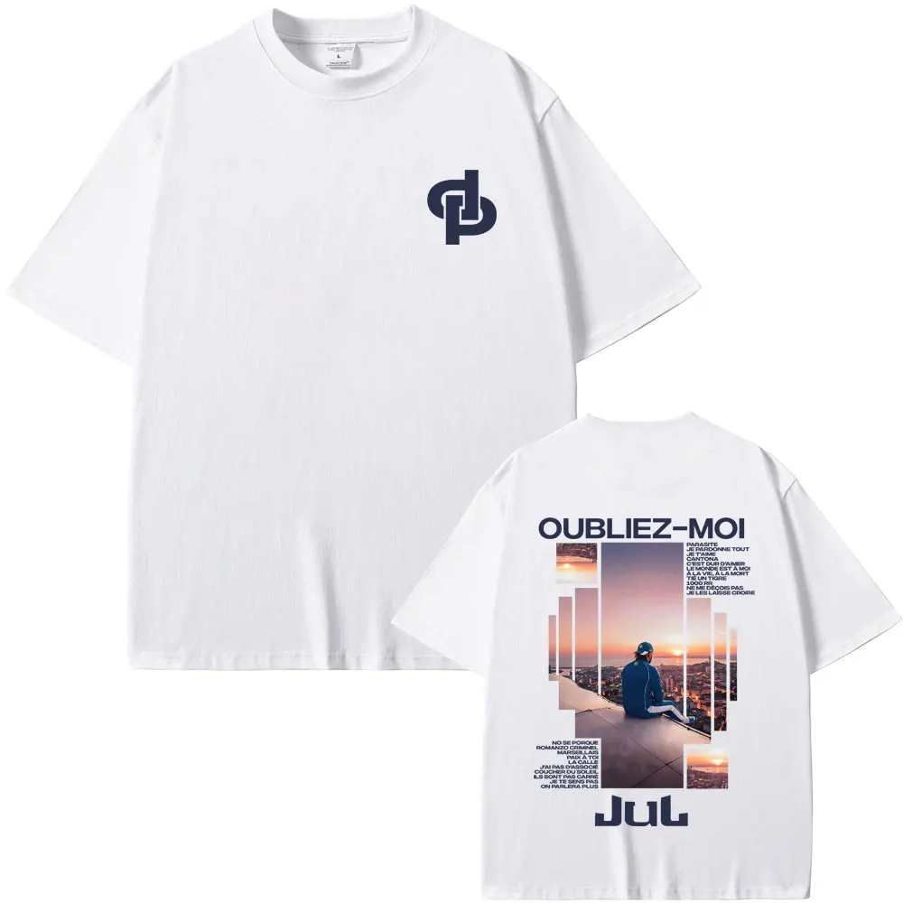 Rapper Jul Oubliez Moi Album Graphic T-shirt Men Women Hip Hop Fashion Pop Music T-shirts Men's Casual Cotton Vintage T Shirts
