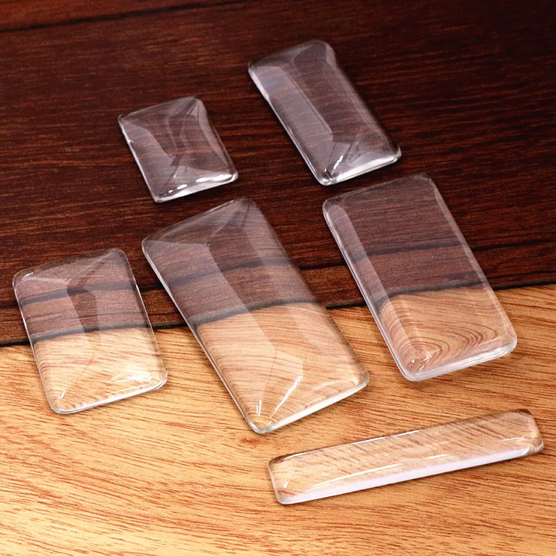 10x50mm 25x50mm 18x25mm 23x33mm 19x38mm 24x48mm Prostokątny płaski tył przezroczysty szklany kaboszon, wysoka jakość, promocja hurtowa