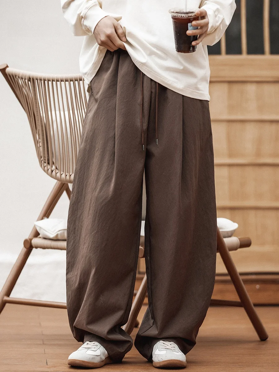 

Qui Dry Straight Leg Men's Work Trousers Summer Thin Woven Pants Casual Long Trousers Loose Wide Leg Faion Urban Sle