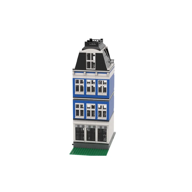 Cidade rua vista modelo moc tijolos de construção amsterdam canal casa modelo tecnologia blocos presente brinquedo natal diy montagem