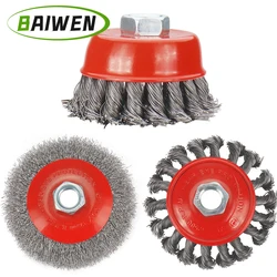 1Pcs 5/8 Inch-11 Thread Twist Knot Wire Wheel Flat & Cup Brush For Angle Grinder Steel Wire Polishing Derusting Wire Brush Discs