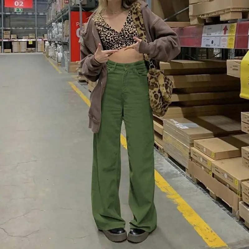 Women's Vintage Corduroy High Waist Wide Leg Casual Pants Summer 2025 Faion Ladies High Quali Pants Other Material 00%