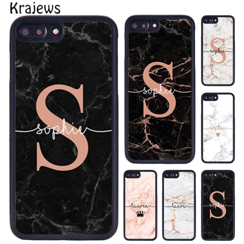 Krajews PERSONALISED ROSE GOLD ENDLESS MARBLE Phone Case For iPhone 16 15 14 XR XS 11 12 mini 13 Pro MAX Plus coque