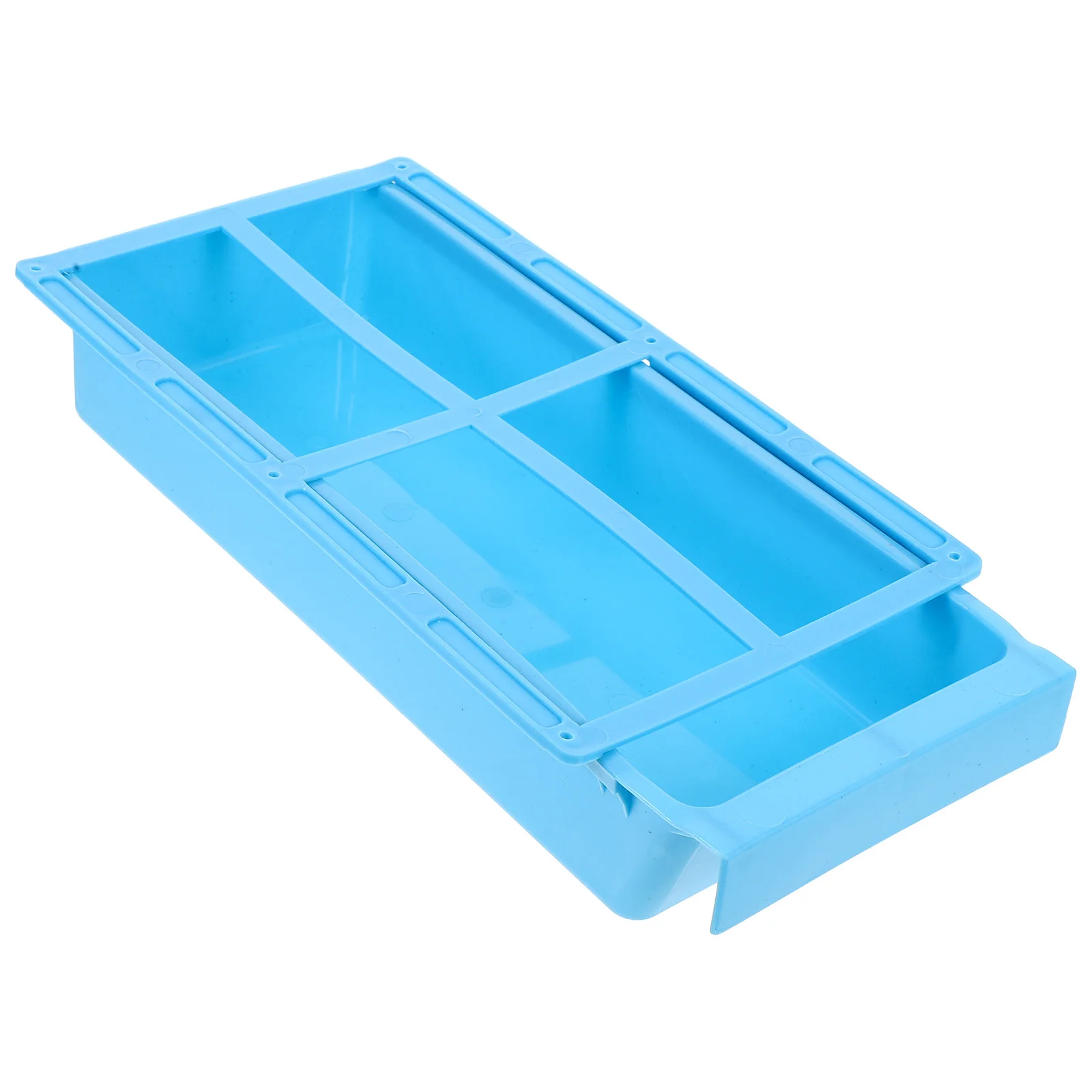 صندوق تخزين بأدراج المكتب، صينية أدوات تنظيم بلاستيكية زرقاء، منظم مخفي موفر للمساحة للخياطة الصناعية