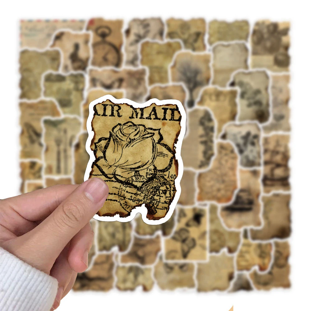 

10/30/50pcs Vintage Simple Manuscript Stickers Cartoon Butterfly Flower Decals Notebook Suitcase Phone Funny Sticker Decoration